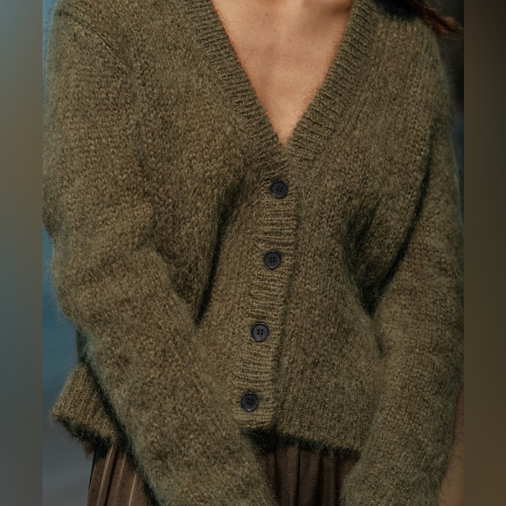 Jenni Kayne Mohair Boyfriend Cardigan in green